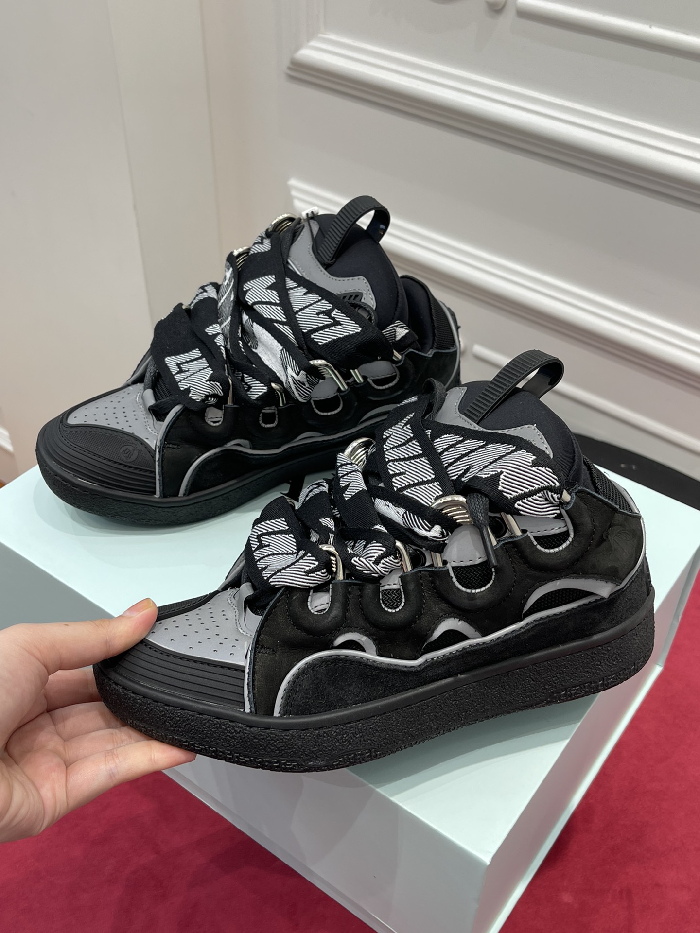 Lanvon Curb SneakerBlack Grey FM-SKRK11-REFL-P2210